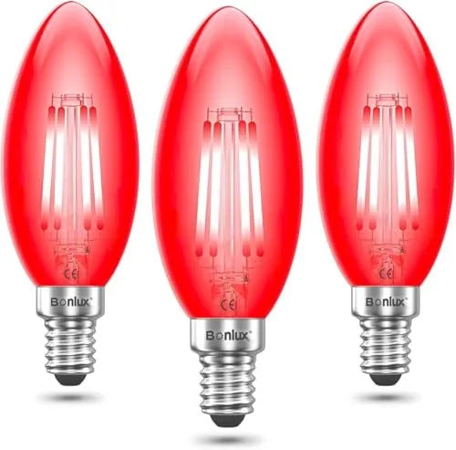 Bonlux E14 LED Kerze Birne SES Rot Glühfaden 4W Kleine Edison Screw Antike Kerze-Glühbirnen Ersatz zu 40W Glühlampe (3 Stück)