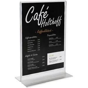 HMF Tischaufsteller 46920, A6, aus Acryl, T-Form, beidseitig