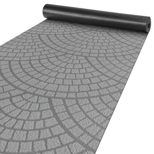 ANRO Teppich Läufer Küchenläufer Küchenteppich Läufer Flur Teppich Velours rutschfest waschbar für Flur, Schlafzimmer, Wohnzimmer, Küche Davis Grau 50 x 140cm