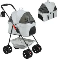PawHut Hundebuggy 3 in 1, faltbar - Tierbuggys – Ideal für Mini Hunde unter 4 kg, faltbar, mit 360° Rädern und Getränkehalter für maximalen Komfort.