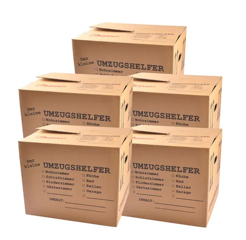 5er-Set Umzugskartons 41x35x34 Umzugskiste Bücherkiste Archivkarton Transportbox
