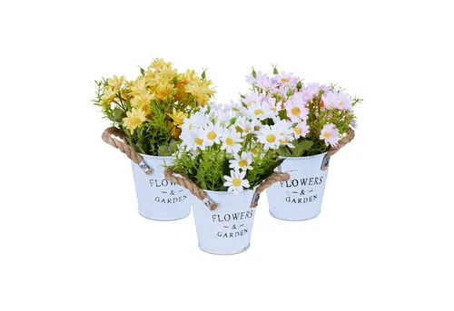 Relaxdays 3er Set Kunstblumen im Topf Weiß, Gelb, Rosa - Bringe Farbe in Dein Zuhause mit unserem 3er Set künstlicher Chrysanthemen. Diese pflegeleichten Blumen sind ideal für jeden Raum und bleiben dauerhaft schön, ganz ohne Gießen oder Sonnenlicht.