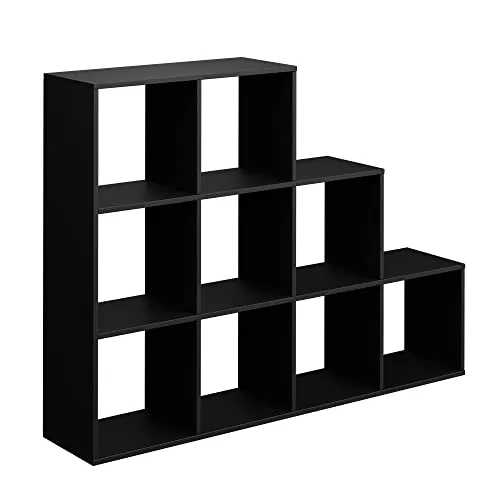 Vicco Raumteiler Schwarz 142,2 x 107,8 cm - Raumteiler-Regale mit 9 Ablageflächen, ideal zur Raumgestaltung und für zusätzlichen Stauraum. Melaminbeschichtet und kratzfest für eine langlebige Nutzung.