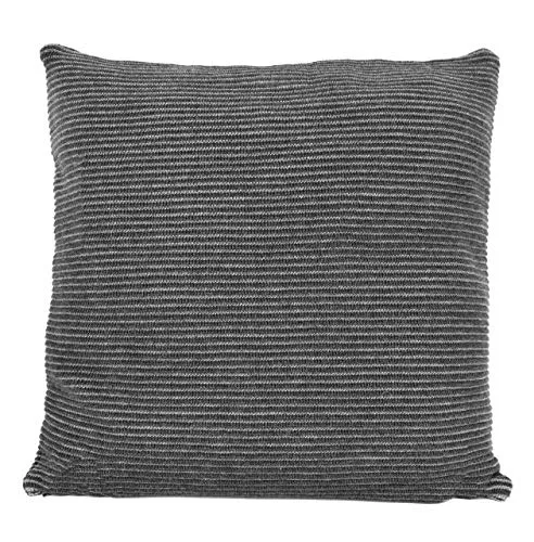 nielsen HOME Kissenbezug Hila gestrickt, 50x50 cm, Dunkelgrau/Hellgrau, 100% Baumwolle, Strick, Oekotex, Rippmuster, gerippt, Streifen, gemütlich modisch elegant, Dekokissen, Sofakissen
