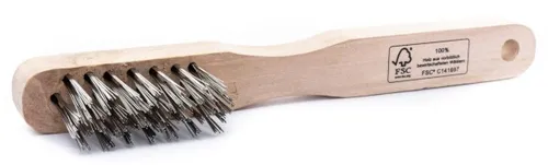 TrendLine Drahtbürste Edelstahl 3-reihig Holzgriff Grillreiniger Stahlbürste