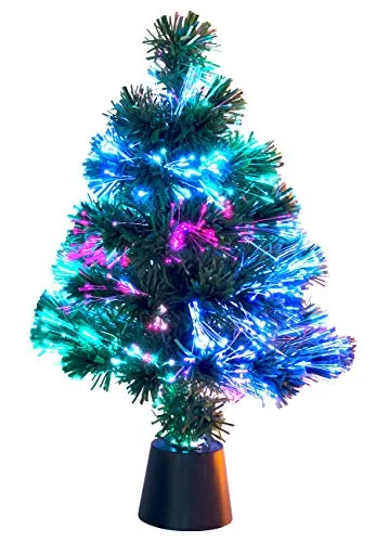 Lunartec Glasfaser Weihnachtsbaum: Deko-Tannenbaum, dreifarbige LED-Beleuchtung, Batteriebetrieb, 45 cm (Glasfaser Tannenbaum, Weihnachtsbaum Fiberglas, Weihnachtsbaumbeleuchtung kabellos)