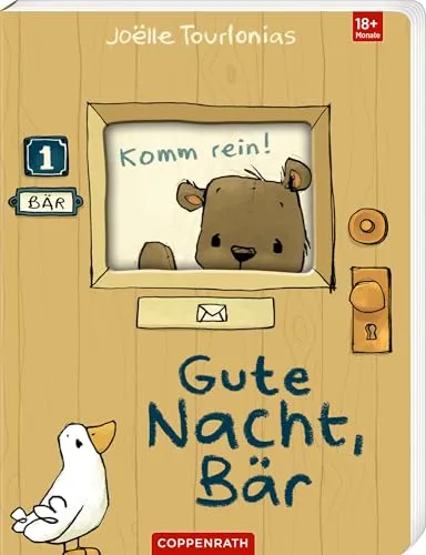 Ding, dong! Komm rein!: Gute Nacht, Bär: Pappbilderbuch zum Einschlafen für Kinder ab 18 Monaten mit Klappen zum Mitmachen