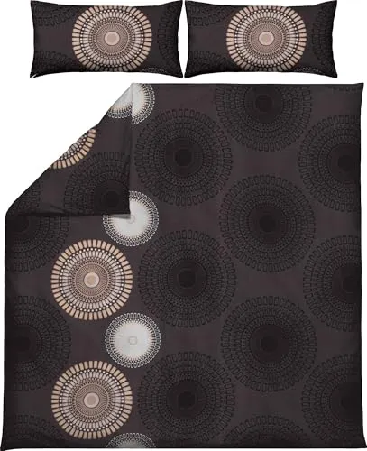 REDBEST Bettwäsche Biber Mandalas anthrazit-beige Größe 40x80 cm / 200x200 cm - mollig warm, temperaturausgleichend, mit Reißverschluss