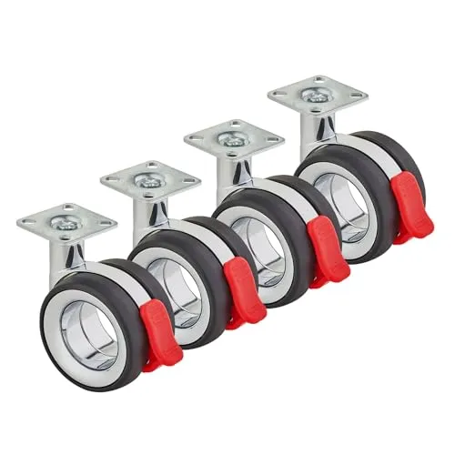 SO-TECH® Möbelrolle Düsseldorf - Belastbare Rollen mit Bremse - Möbelrollen mit Ø 75 mm, Höhe 98,5 mm, belastbar bis 85 kg je Rolle. Ideal für Möbel, mit stabiler Chrom-/schwarzer Ausführung und Bremse für sicheren Halt.