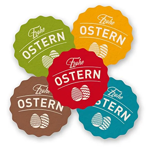 itenga Frohe Ostern Aufkleber Bunt einzeln 5 Farben Set Geschenkverpackung Gastgeschenk Sticker Osternest Tischdekoration (Gemischt, Aufkleber (5,5cm))
