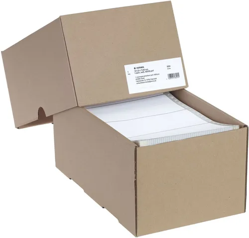 Herma Endlosetiketten 8294 - Papier - 1-bahnige, perforierte Etiketten, selbstklebend mit sehr guter Haftung, ideal für Nadeldrucker, 4.000 Stück in weiß