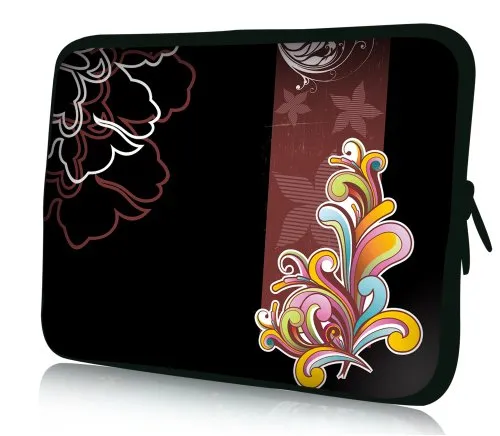 wortek Universal Notebooktasche Schutzhülle aus Neopren für Laptops bis ca. 15,4 Zoll - Ranke Abstrakt Schwarz Bunt