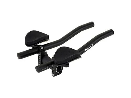 Tranz X Triathlon-Aufsatz, schwarz - Fahrradteile, leichter Alu-Aufsatz für 31,8 mm Lenker, verstellbare Armauflage und austauschbare Polster für optimalen Komfort beim Triathlon.