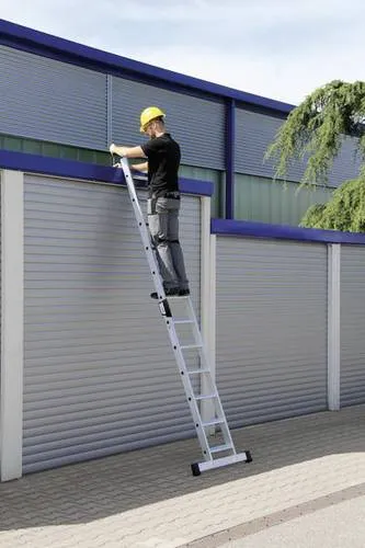 MUNK Anlegeleiter 40612, 3,14m Aluminium mit 12 Stufen - Leiter für bis zu 150 kg, mit 4,30 m Arbeitshöhe und rutschsicheren Schuhen für maximale Sicherheit. Ideal für Heimwerker und Profis, Made in Germany.