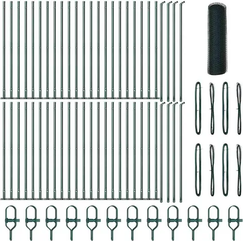 vidaXL Zaun mit Pfosten Grün 0,4 x 100 m - Gartenzäune aus robustem, PVC-beschichtetem Stahl, witterungsbeständig und wartungsfrei, ideal zur Abgrenzung von Gärten und für Haustiere.