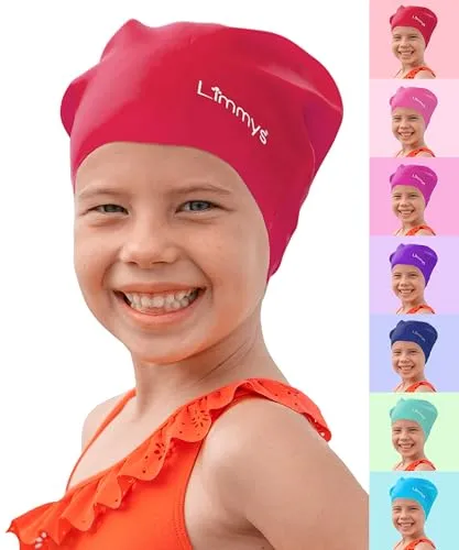 Limmys Schwimmkappe für Kinder – Aus 100 % Silikon – Für Lange Haare – Weich, Dehnbar & Bequem – Entwickelt für Langlebigkeit & Knotenfreies Tragen