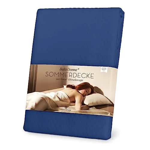 Formesse Bella Donna Sommer- und Tagesdecke Marine, 150x220 cm - Bettdecken - Pflegeleichte Sommerdecke mit Tencel Klimakonzept für ein angenehm temperiertes Schlafklima, ideal für heiße Nächte.