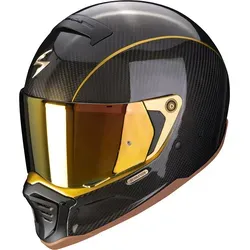 Scorpion EXO-HX1 Carbon SE Integralhelm - Schwarz/Gold - XS - Motorradhelm mit innovativem Neo-Retro Design, ultra leichtem Carbonfaser-Material und 100% beschlagfreiem Pinlock MaxVision Visier für optimale Sicht und Sicherheit.