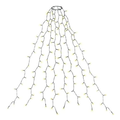 Gartenpirat Weihnachtsbaum-Lichterkette mit Ring für Weihnachtsbäume bis 1,8 m Beleuchtung 160 LED warmweiß Timer-Funktion 8 LED-Stränge 2 m lang