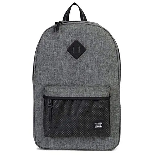 Herschel Heritage Raven Crosshatch Rucksack - Stylischer Tagesrucksack mit 21 l Volumen und Laptopfach für Geräte bis 15 Zoll. Ideal für Schule und Freizeit, ausgestattet mit gepolsterten Schulterträgern und robustem Material.