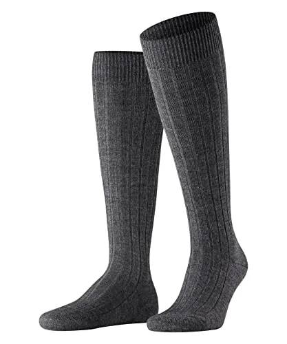 FALKE Herren Kniestrümpfe Teppich Im Schuh M Kh Wolle lang einfarbig 1 Paar, Grau Dark Grey 3070, 45-46 - Herren-Kniestrümpfe aus weicher Wolle, ideal für kalte Tage; blickdicht, rutschfest und mit flacher Naht für höchsten Komfort; perfekt für Business und Freizeit.