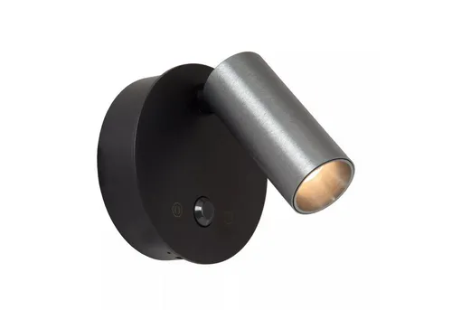 Licht-Erlebnisse Wandstrahler GEMIN, LED fest integriert, LED Aluminium mit Dimmer Bewegungsmelder verstellbar Schwarz Grau