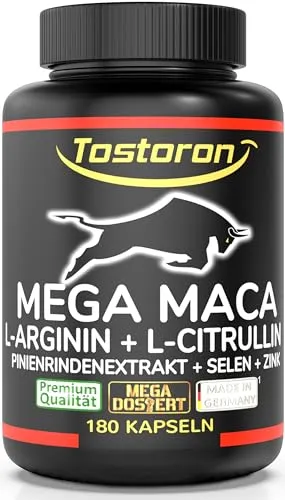 Tostoron MEGA MACA hochdosiert mit L-Arginin und Pinienrinde