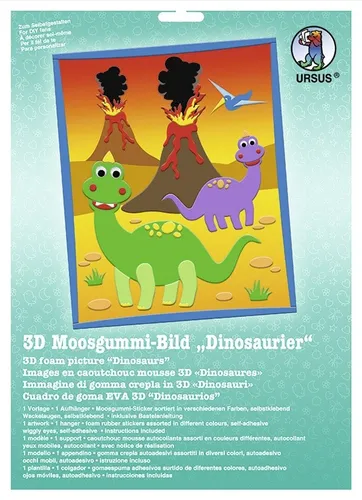 BASTELMAPPE MOOSGUMMI-BILD DINOSAURIER 3D BASTELN NEU