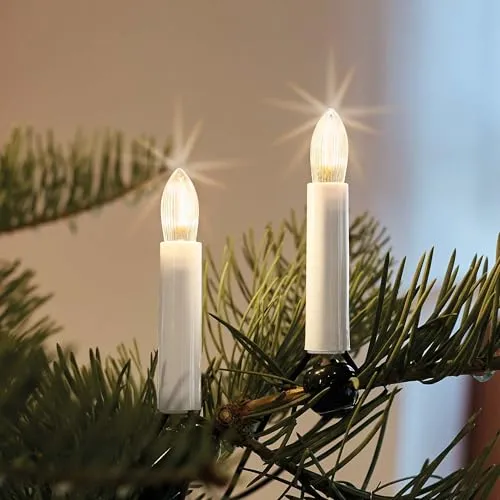 LED-Filament Lichterkette für Weihnachtsbaum, 15-teilig, Riffelkerzen