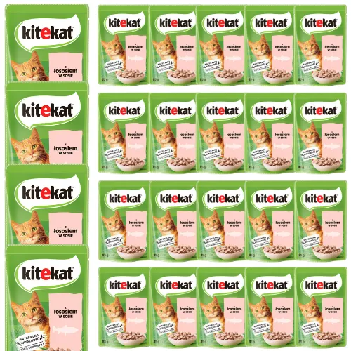 28x85 g KITEKAT Nassfutter mit Lachs in Soße für adulte Katzen
