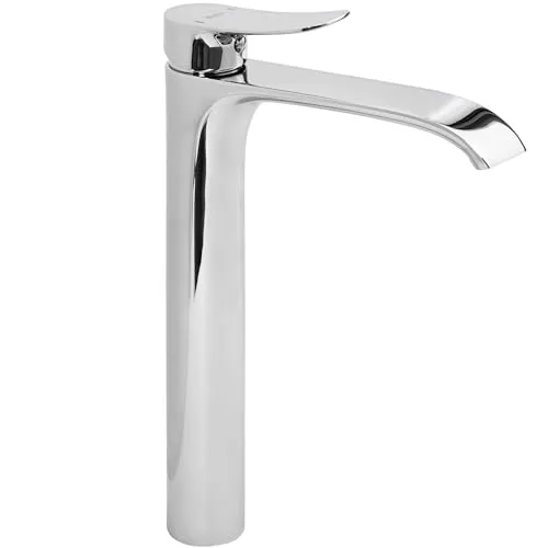Rea Waschbecken-Wasserhahn Dart, Chrom - Touch-On-Wasserhahn für Badezimmerwaschbecken, elegantes Design mit einstellbarem Handwaschhahn für optimale Nutzung von heißem und kaltem Wasser.