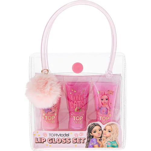 Depesche 11990 TOPModel - Lipgloss Set Beauty and Me, 3 fruchtige Glosse in Rosatönen im praktischen Täschchen für Kinder