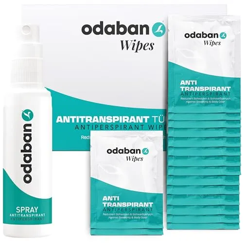odaban® Set – Antitranspirant Spray & Wipes – effektiver Schweißschutz zuhause & unterwegs – für Achseln, Hände, Füße & Gesicht – langanhaltend & hautfreundlich