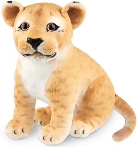 BRUBAKER Löwin Kuscheltier - 30 cm Stofftier Löwe - Baby Plüschtier Raubkatze Sitzend - Kinder Plüsch Spielzeug - Braun