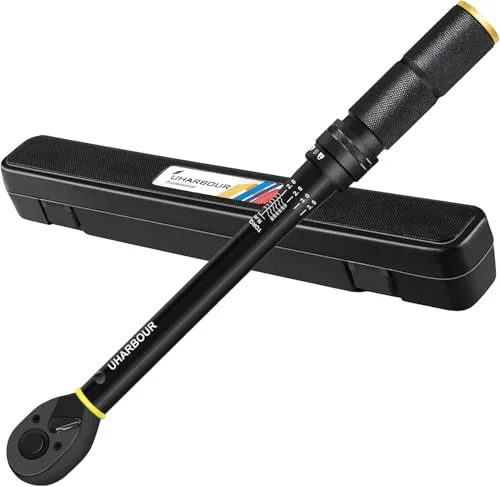 Uharbour Drehmomentschlüssel 3/8 5-60Nm 0,1Nm Mikroeinstellung, ±3% Fehlergenauigkeit Mit 72 Zähnen für Fahrrad, Motorrad und Auto