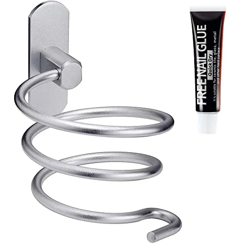 Newaner Haartrocknerhalter Kabelhalter Haartrockner Halterung Ohne Bohren, Patentierter Kleber + Selbstklebender Kleber, Aluminium, Matte Finish, Fönhalter
