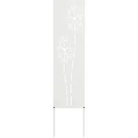 vidaXL Garten Sichtschutz Panel Weiß 32 x 140 cm aus Stahl - Modernes Gartendekorationspanel aus kaltgewalztem Stahl, wetterfest und pflegeleicht, ideal für mehr Privatsphäre in deinem Garten oder auf der Terrasse.
