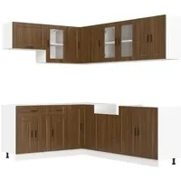 vidaXL 11tlg. Küchenschrank-Set Porto in Braun Eichen-Optik - Elegantes 11-teiliges Küchenschrank-Set aus robustem Holzwerkstoff mit viel Stauraum für Ihre Küchenausstattung. Pflegeleicht und einfach zu reinigen, ideal für jede Küche!