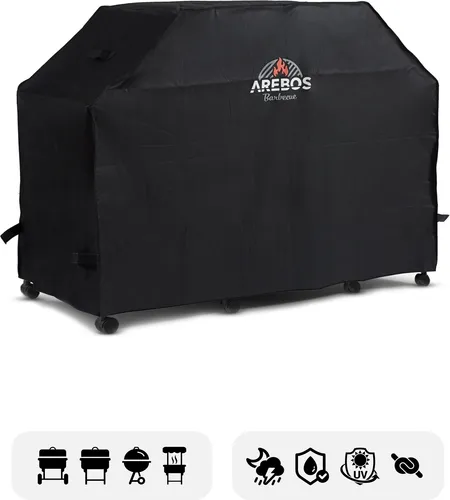Arebos Grillhaube | Regendichte Grillabdeckung für Gasgrills - Grillabdeckungen aus strapazierfähigem 600D Oxford-Gewebe, UV-beständig und mit Klettverschlüssen für sicheren Halt - optimaler Schutz für Ihren Grill.
