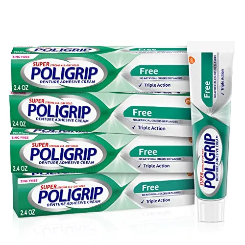 Denture Adhesive Cream Free Formula, 4 Count von SUPER POLIGRIP