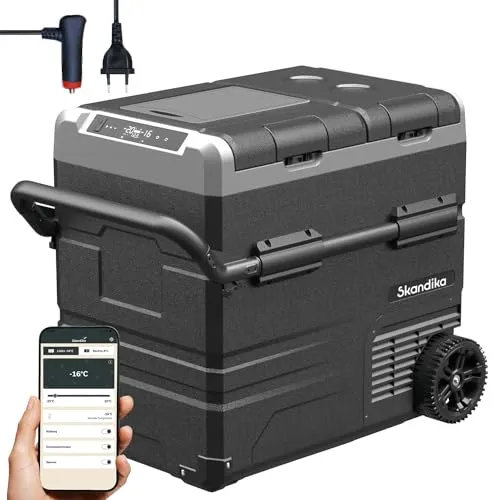 Skandika Elektrische Kühlbox Gefrierbox Routa 55 l - Kühlboxen für Camping & Roadtrips – Mit App-Steuerung und zwei Temperaturzonen von -20 °C bis +20 °C, leise im Betrieb und ideal für unterwegs.