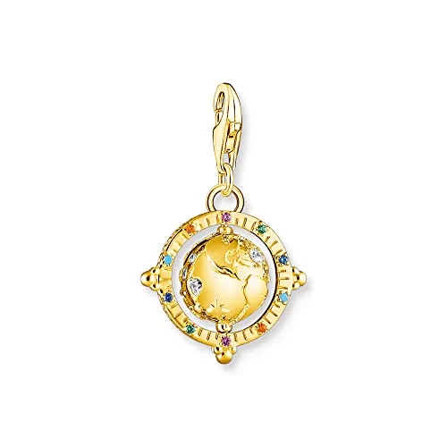 THOMAS SABO Charm Anhänger Weltkugel 925 Silber vergoldet in gold von THOMAS SABO
