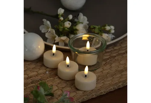 Deluxe Homeart LED-Kerze LED Mini Teelichter Mia flackernd mit Batterien D: 3,5cm creme 4 Stück (4-tlg)