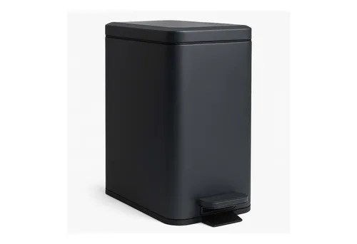 relaxdays Kosmetikeimer 10 Liter - Schmaler Mülleimer in Dunkelgrau - Haushaltszubehör: Moderner Tretmülleimer mit hygienischer Absenkautomatik, ideal für kleine Räume und Gäste-WCs. Perfekt für eine saubere Lösung in Küche und Bad.