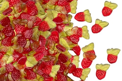 FruitSnäck Erdbeer Rhabarber 500 g – Fruchtgummi mit Erdbeer-Rhabarber-Geschmack, Fruit-Snäcks Erdbeer-Rhabarber Gummibonbons