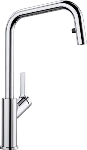 Blanco Jurena-S Einhebelmischer Hochdruck, chrom (520765) - Armaturen mit markanter Formgebung und verdeckter, herausziehbarer Schlauchbrause – ideal zum leichten Befüllen von Töpfen und Vasen.