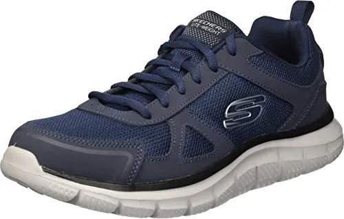 SKECHERS Track-Scloric Herren Sneaker, Gr. 43, navy - Sportliche Sneaker aus Textil und Leder mit Skechers Memory Foam für optimalen Komfort und Dämpfung – ideal für Freizeit und Alltag.