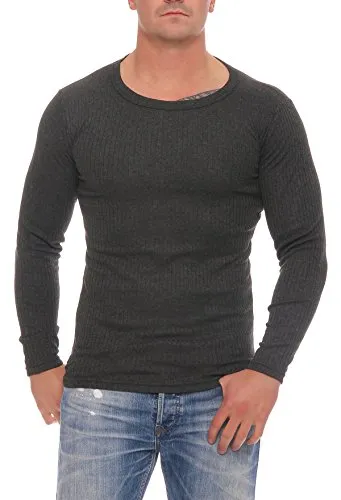 Cocain 2 Lange Unterhemden Thermo innen angeraut Gr. 5 anthrazit unterzieh Pullover Wintersport winterunterwäsche warm warme unterwäsche Herren thermowäsche Thermo unterwäsche Herren M L XL XXL