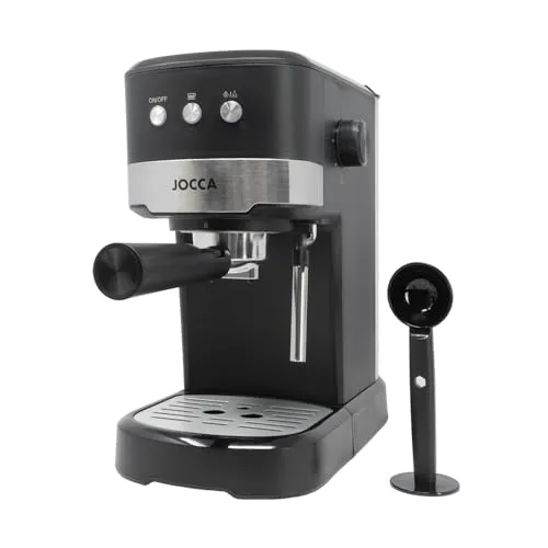 Jocca Espresso-Kaffeemaschine 20 Bar, 1100W, Doppelauslauf, 1,25L Tank, Milchaufschäumer
