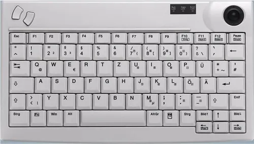Active Key Industry 4.0 Mini Trackball Keyboard USB - Kabelgebunden in Light Grey - Tastatur mit integriertem Trackball für präzise Steuerung, ideal für industrielle Anwendungen und komfortables Arbeiten.